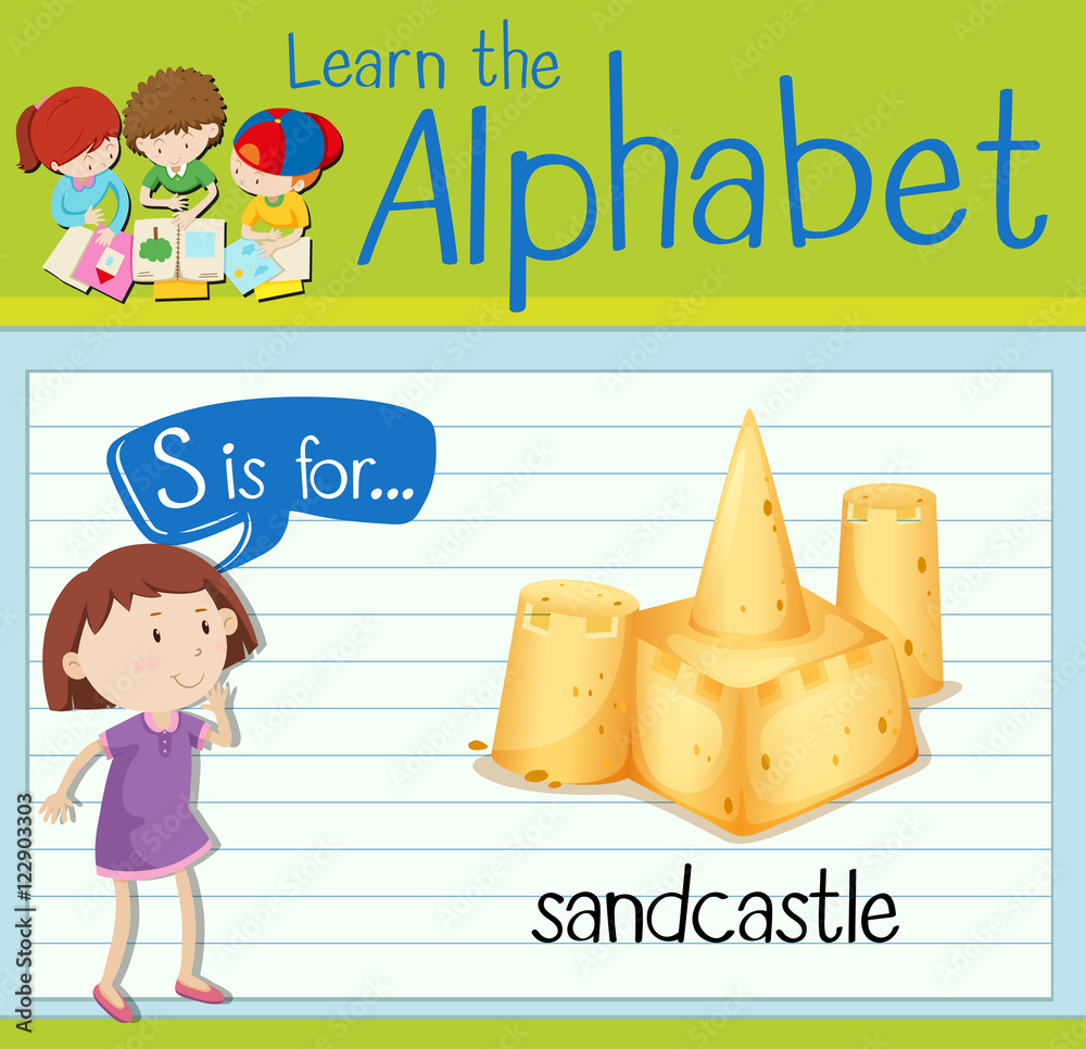 Flashcard letter S is for sandcastle