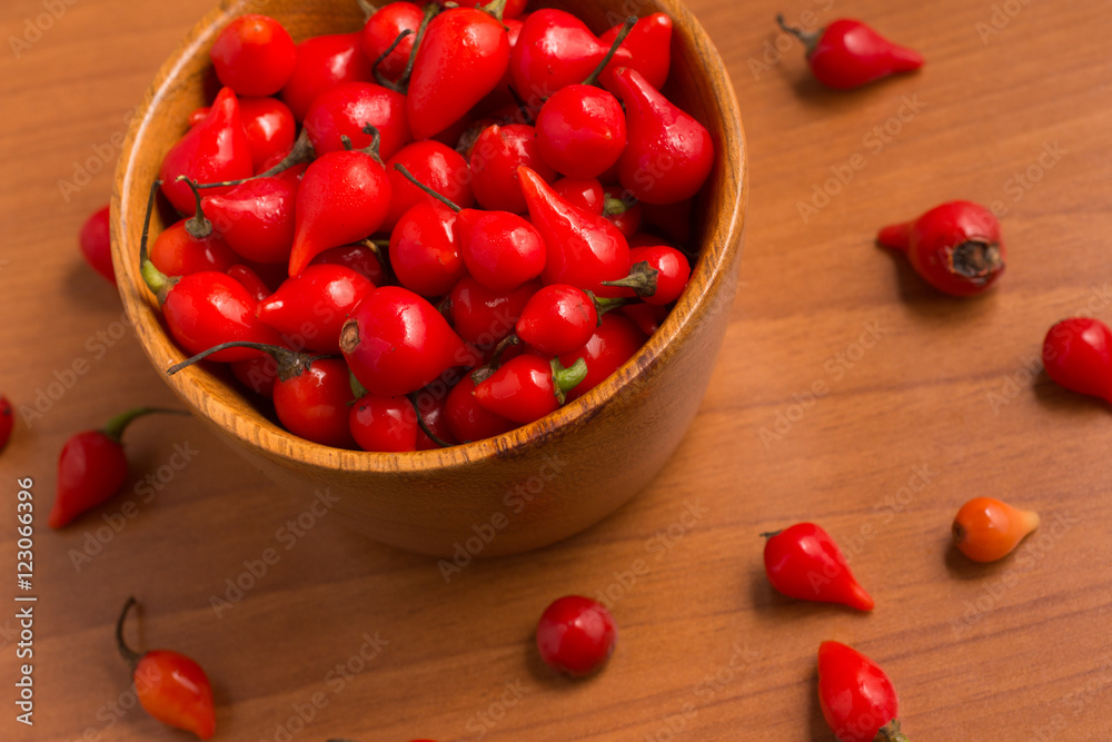 Biquinho Pepper into a bowl. Capsicum Chinense