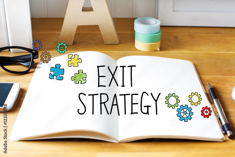 Exit Strategy concept with notebook