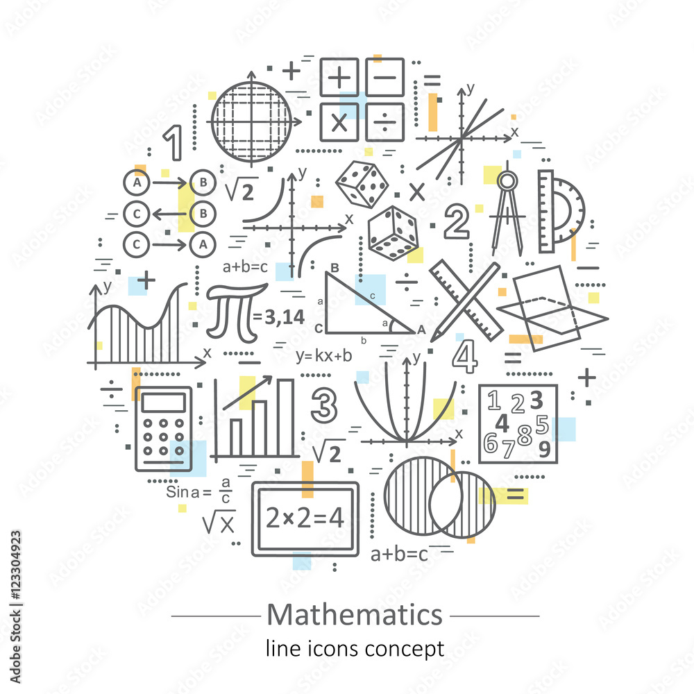 现代色彩细线数学概念。