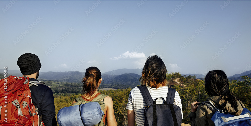 背包客露营徒步旅行旅行旅行概念