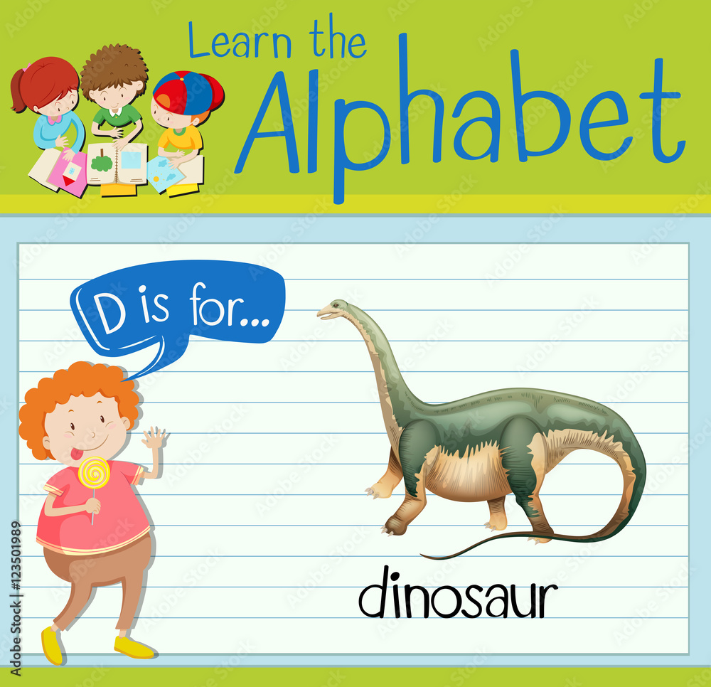 Flashcard letter D is for dinosaur