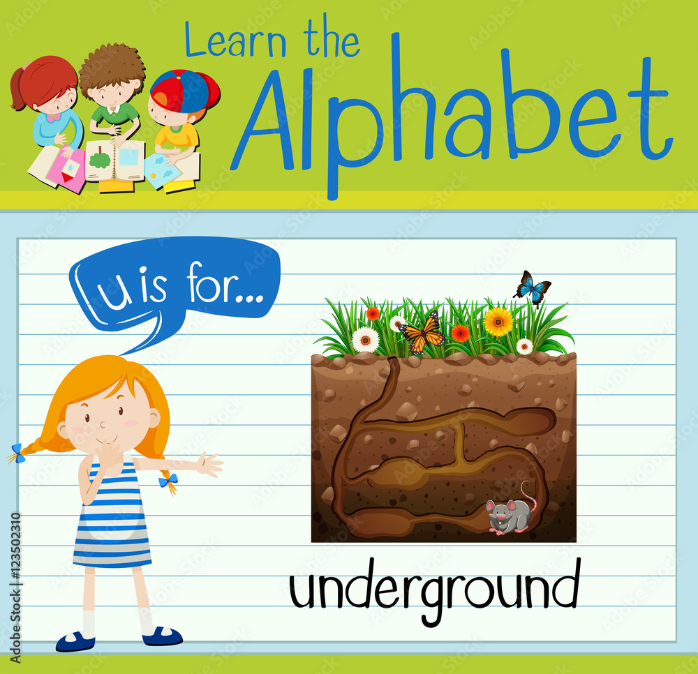 Flashcard letter U is for underground