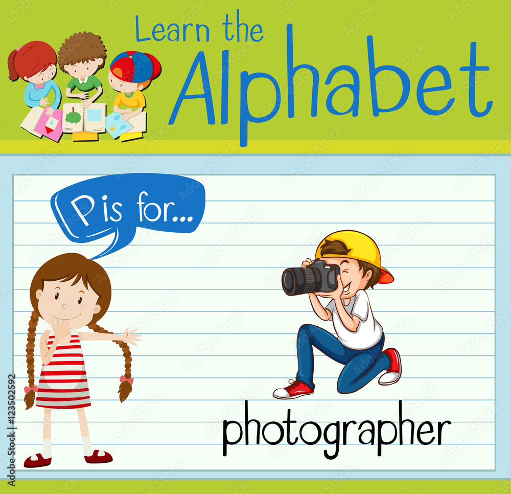 Flashcard letter P is for photographer