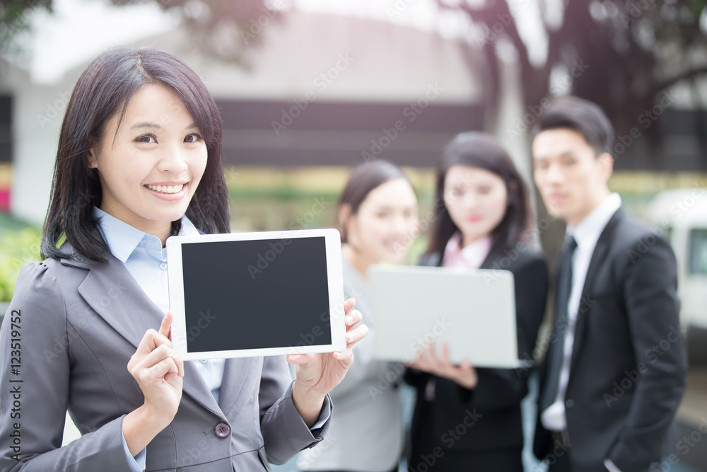 business people show tablet