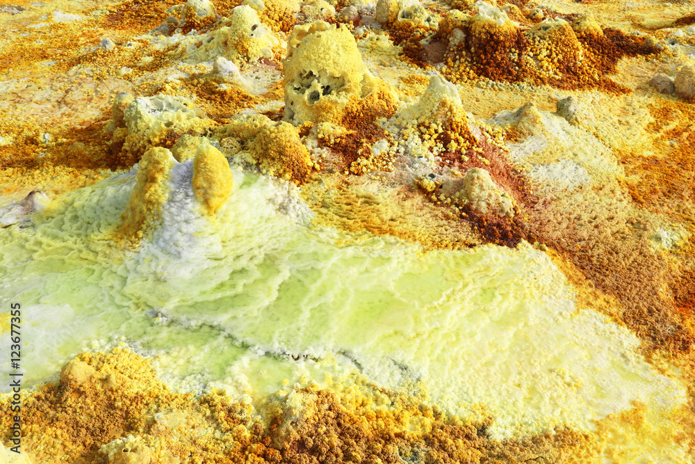 Small sinter terrace inside of Dallol volcano, Danakil Depression, Ethiopia