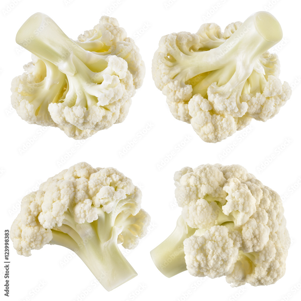 花椰菜。白色隔离片。收藏。带剪裁