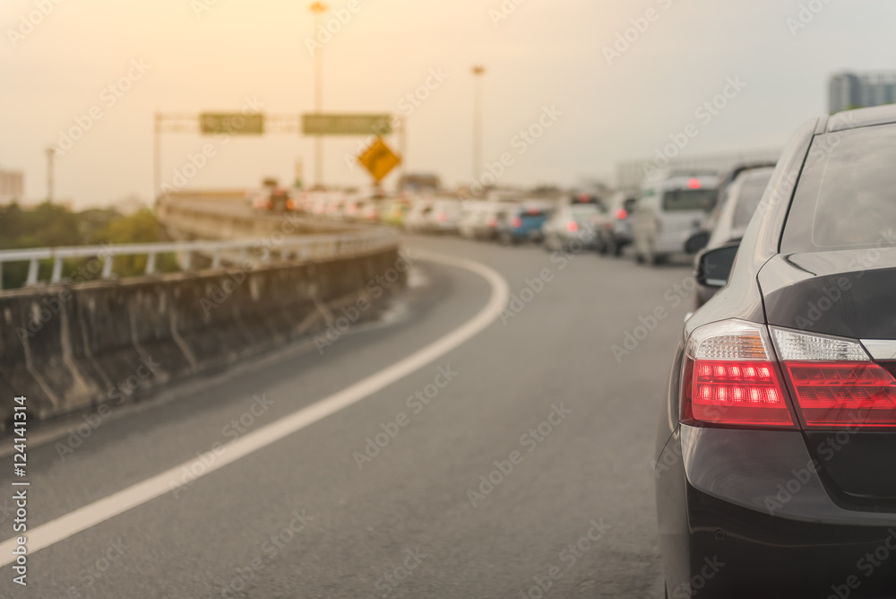 traffic jam with row of cars