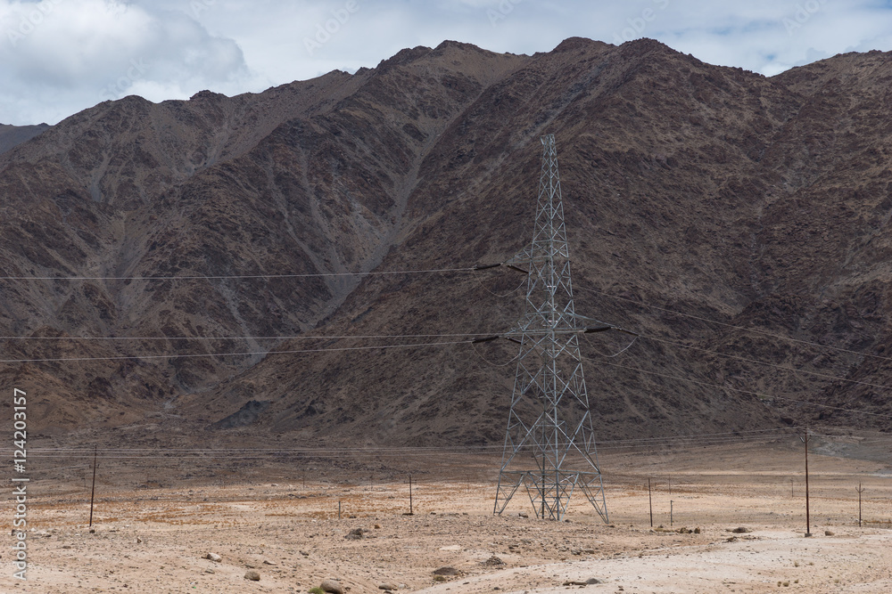 High Voltage power line in Dessert Valley