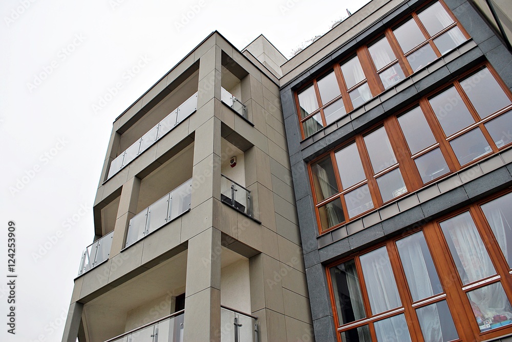 modern facade of apartment building