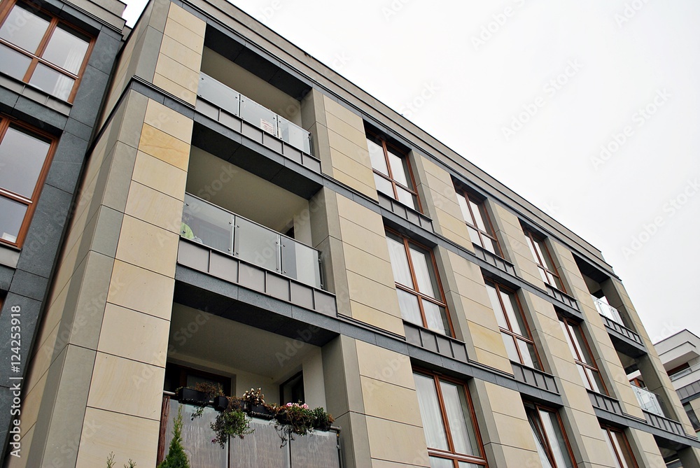 modern facade of apartment building