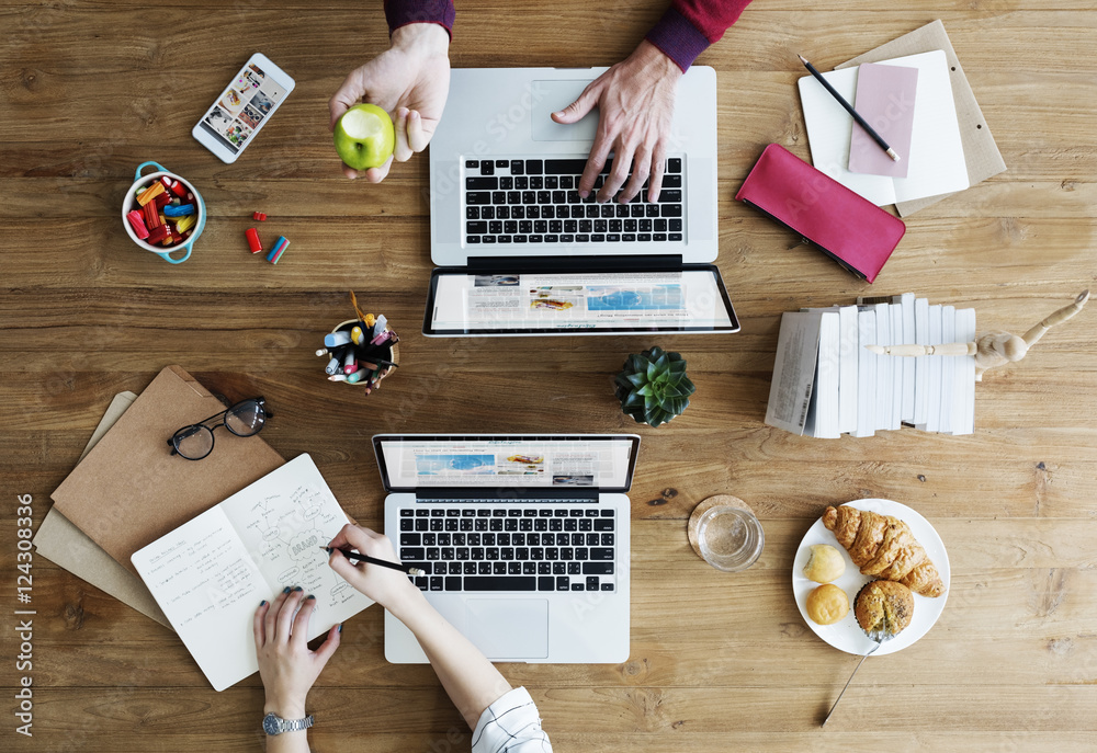 Workspace Workplace Working Wooden Table Art Concept