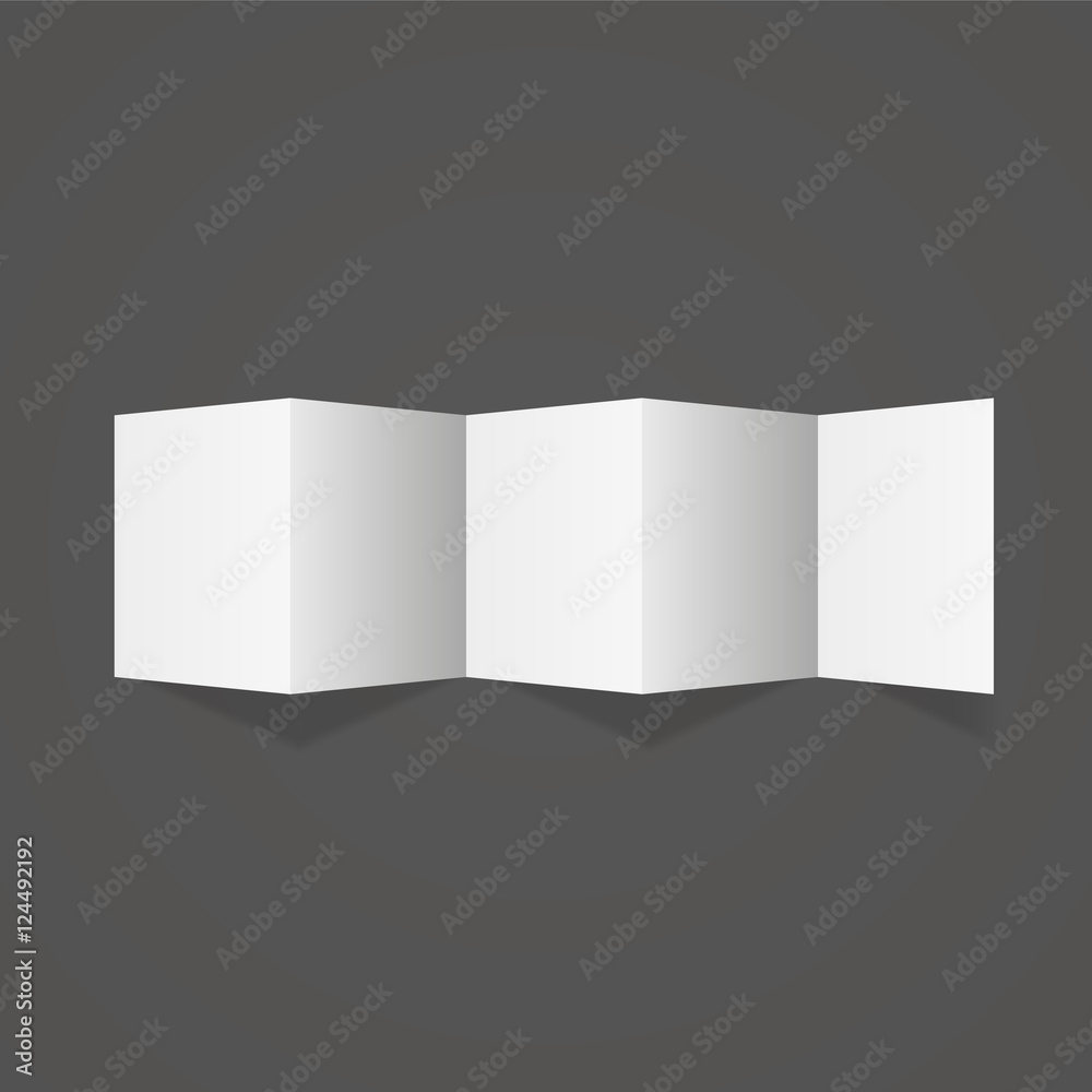 Vector blank folded paper, clean brochure on dark background