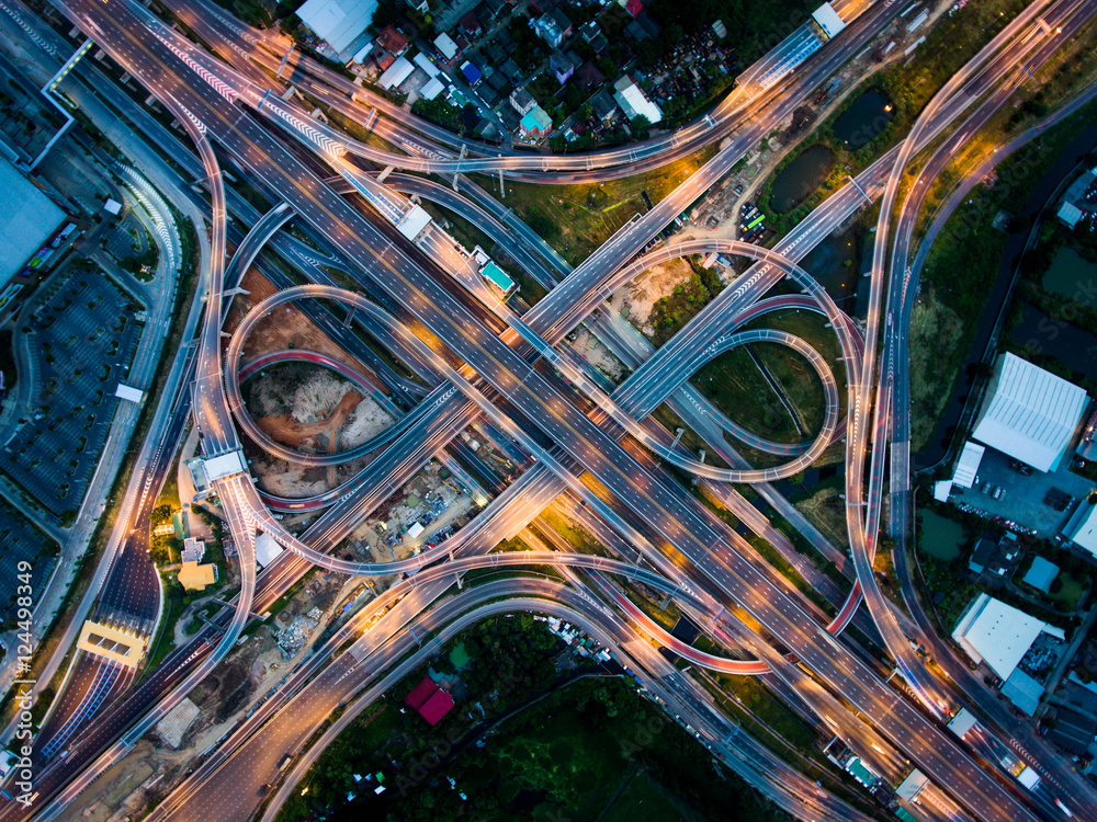 公路路口鸟瞰图