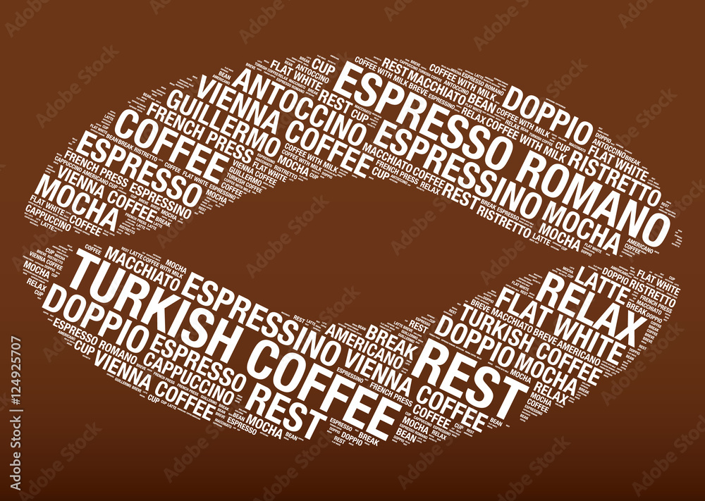 Coffee bean with word cloud vector illustration