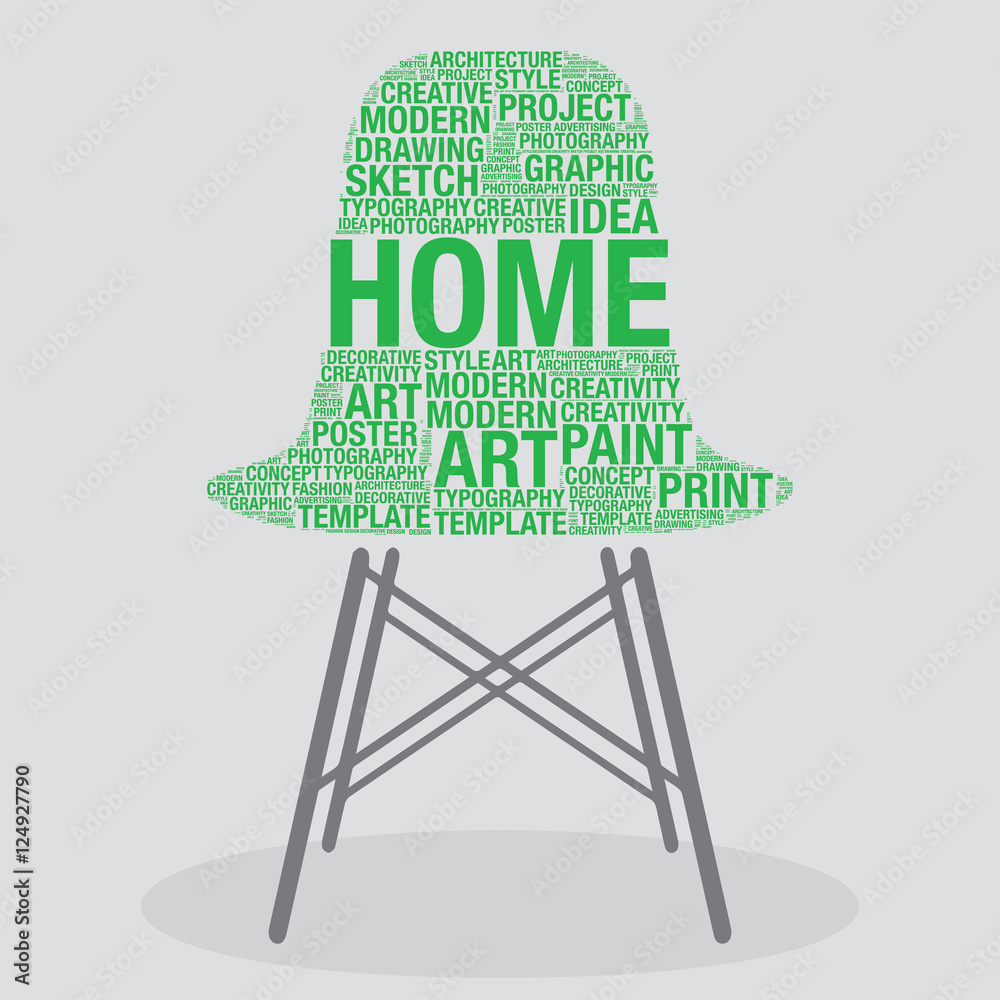 Home on stylish chair interior design concept vector illustration