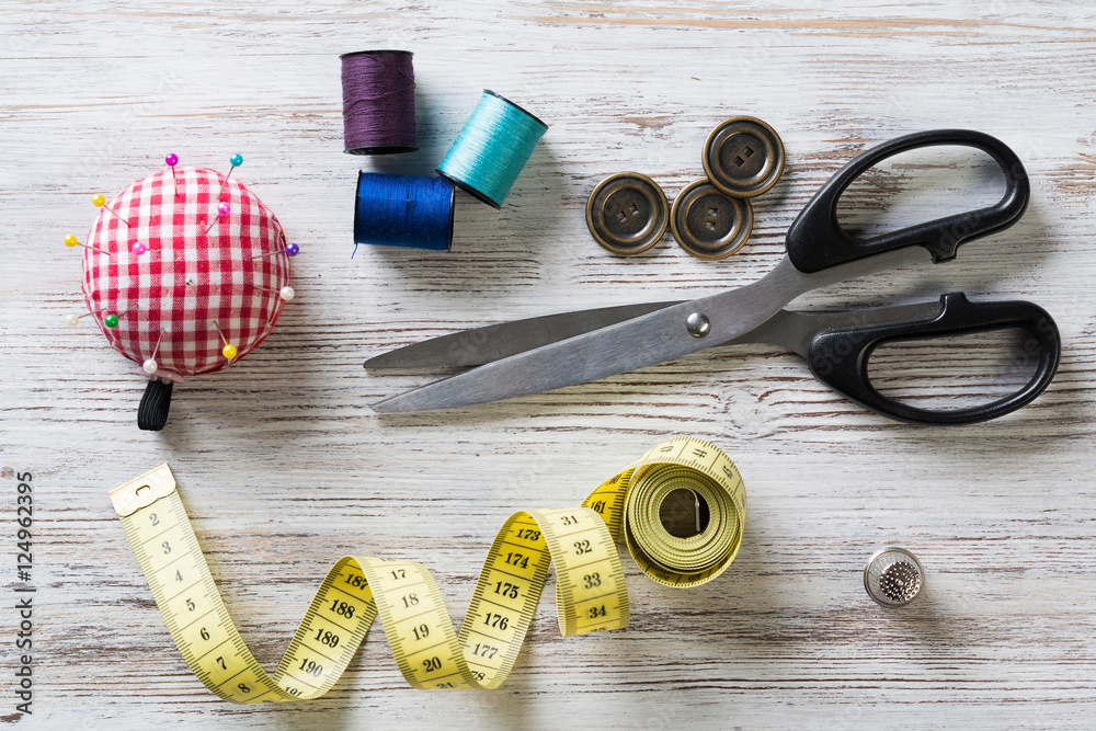 Sewing kit on table