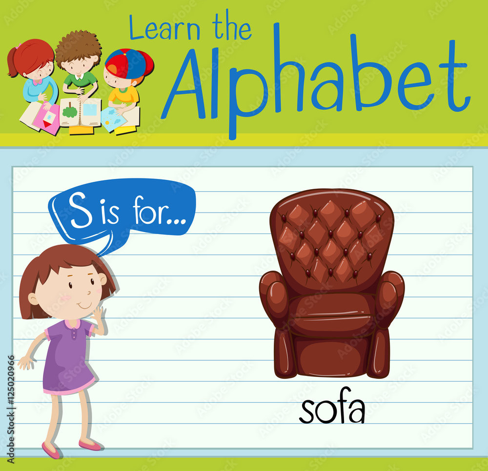 Flashcard letter S is for sofa