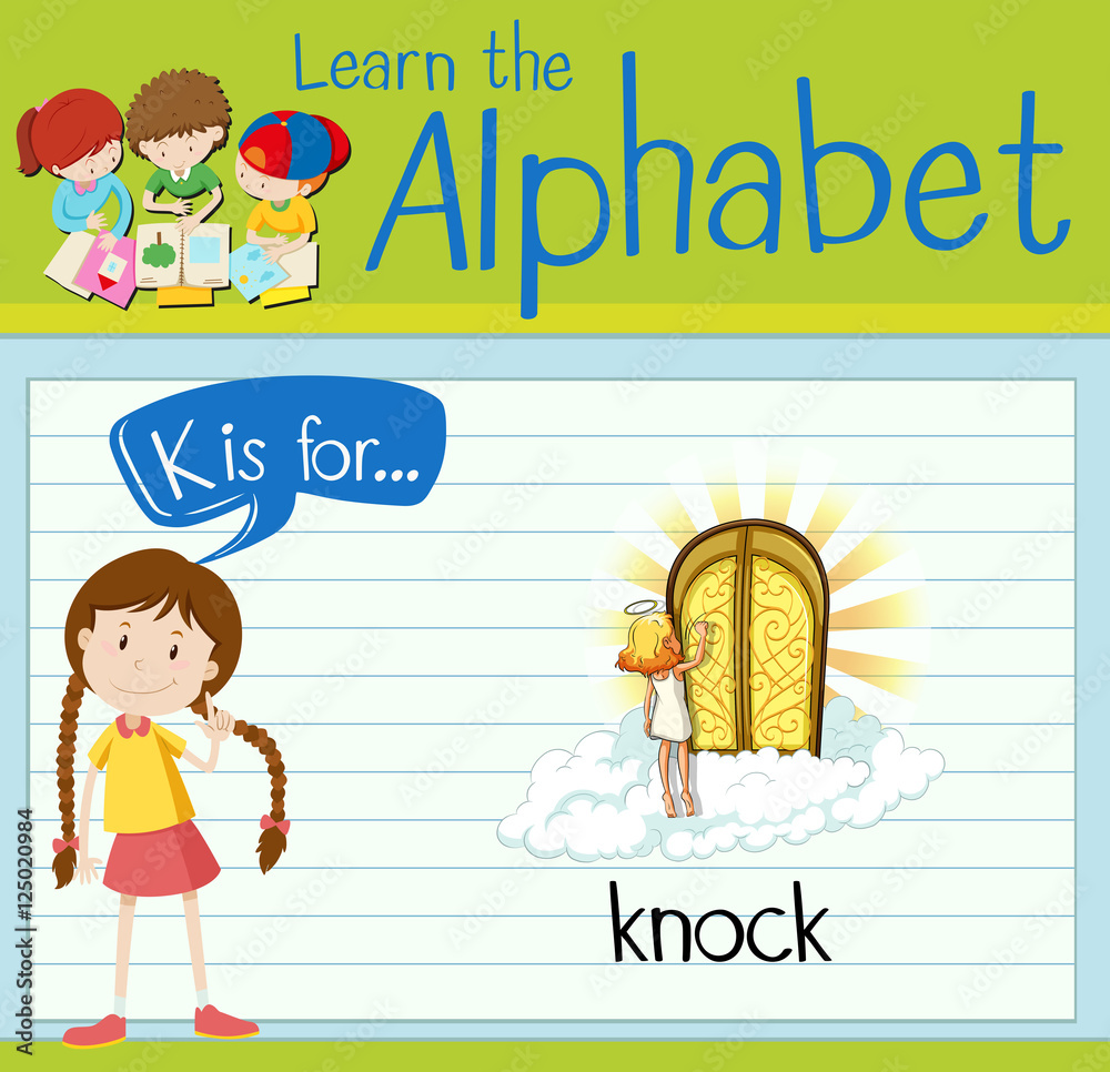 Flashcard alphabet K is for knock