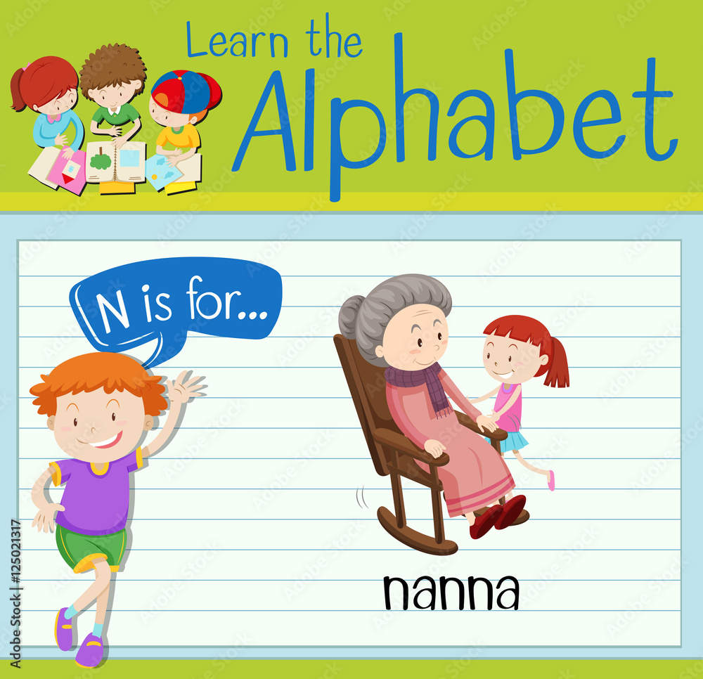 Flashcard letter N is for nanna