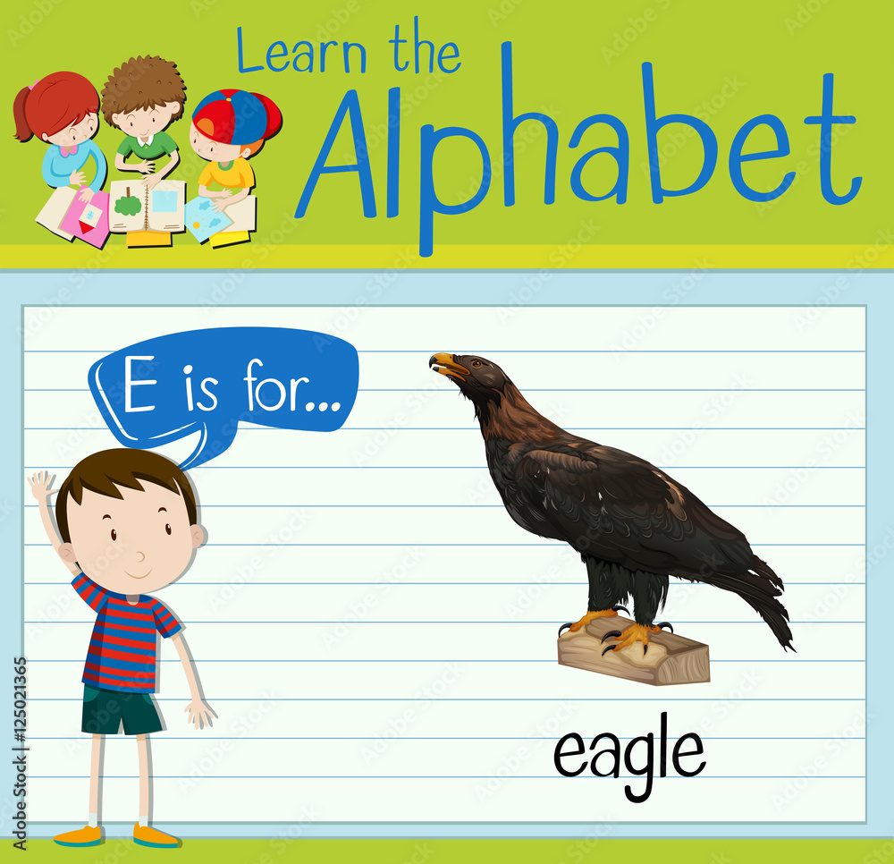 Flashcard alphabet E is for eagle