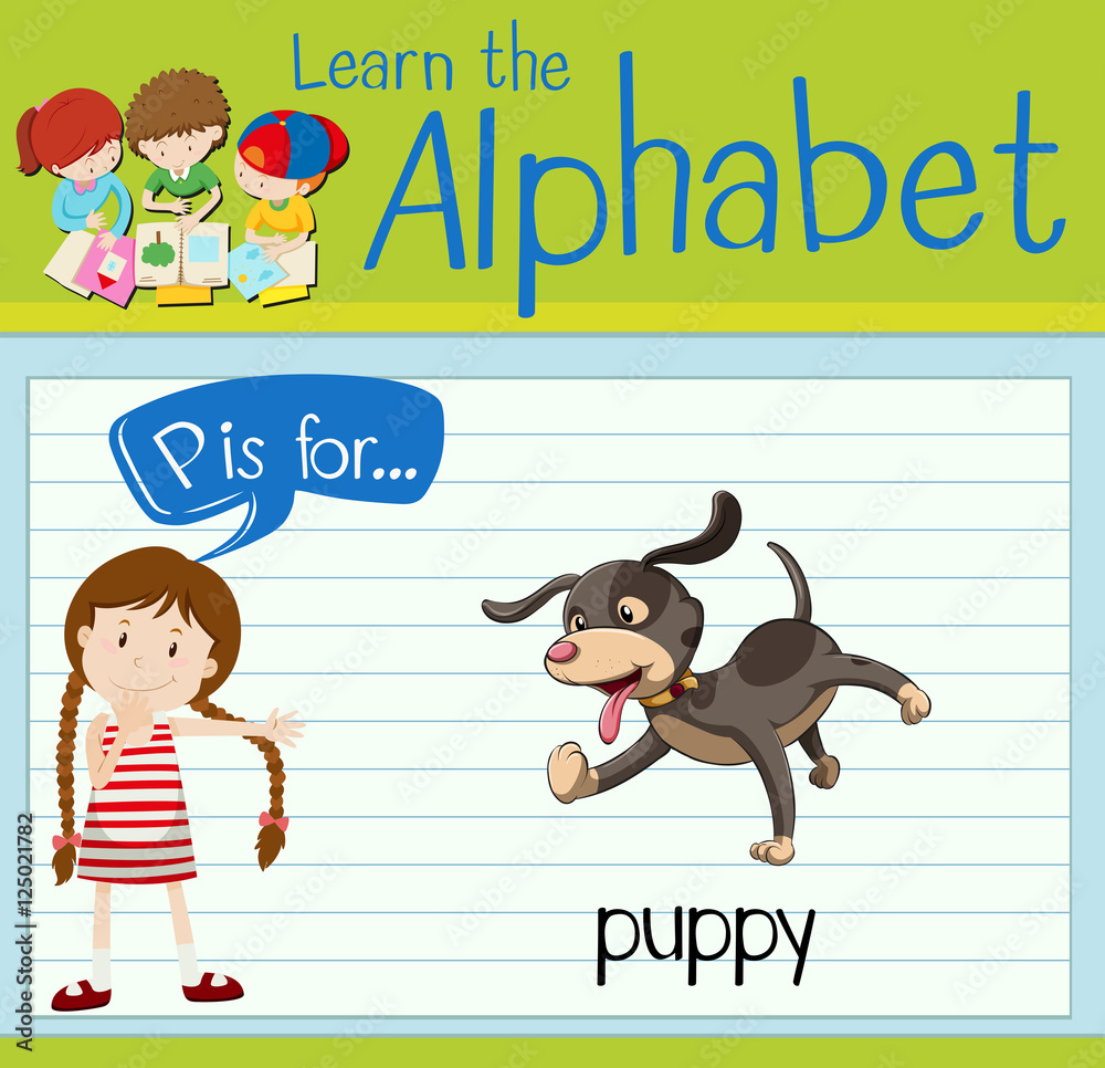 Flashcard letter P is for puppy