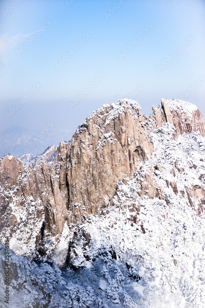 snow scene on huangshan mountain