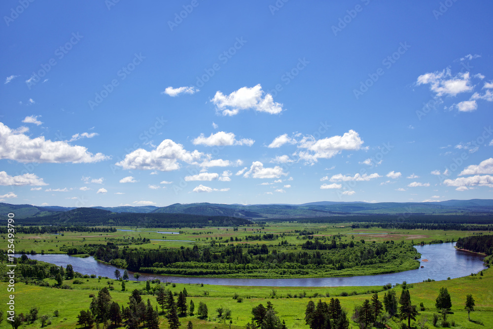 River Valley and the hills in Siberia