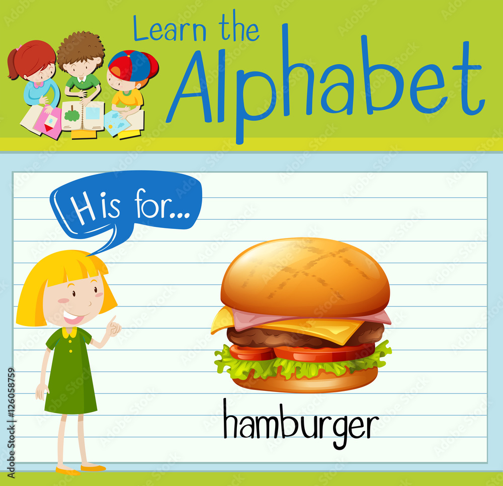 Flashcard letter H is for hamburger