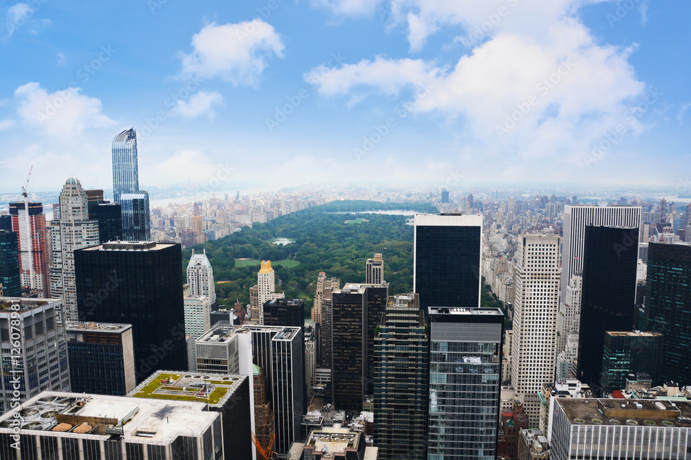 View over Central Park – Manhattan, New York from a skyscraper 