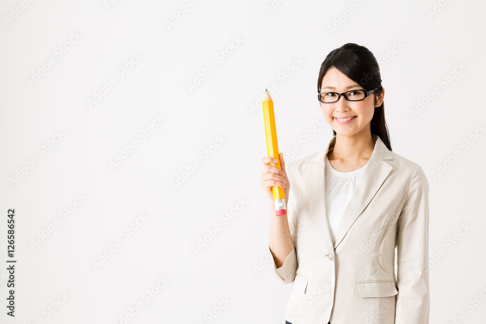 portrait of asian businesswoman isolated on white background