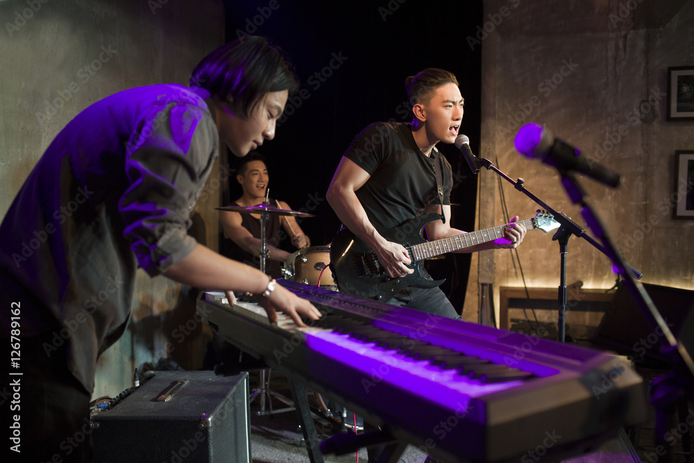 Musical band performing on stage