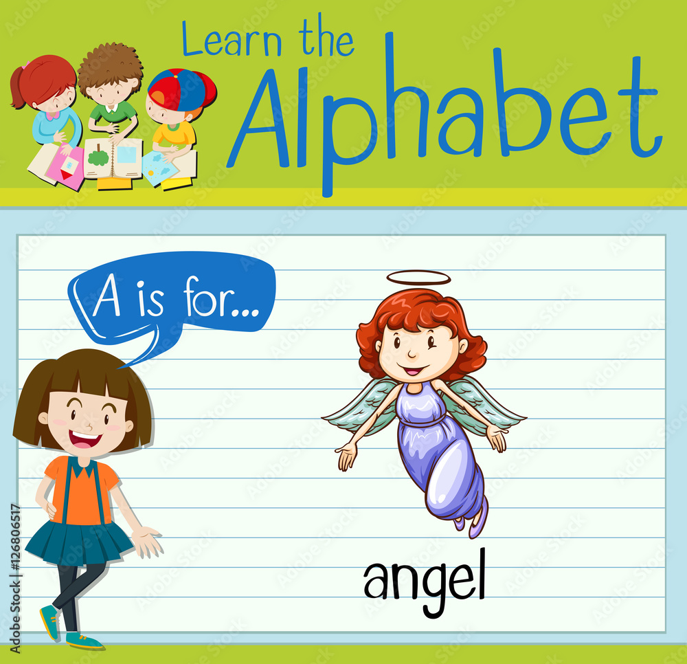 Flashcard letter A is for angel