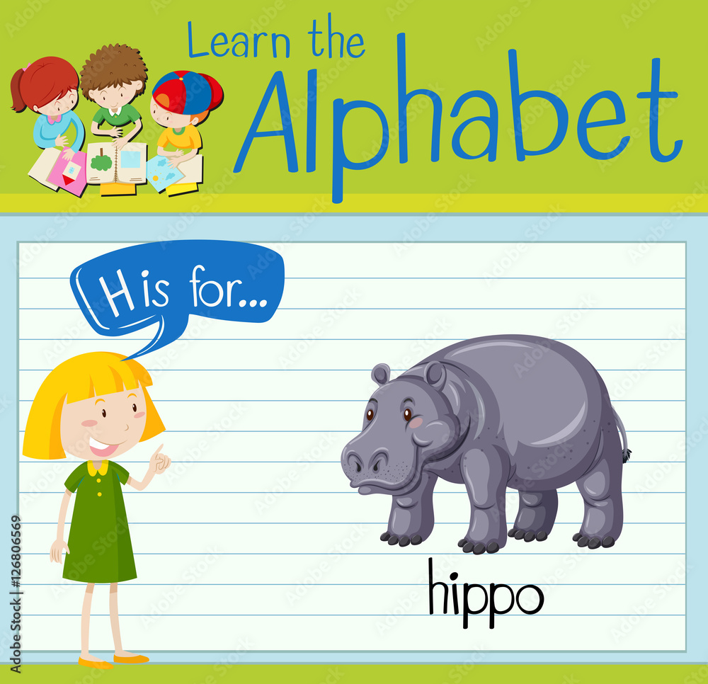 Flashcard letter H is for hippo