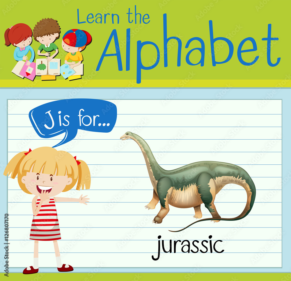 Flashcard letter J is for jurassic