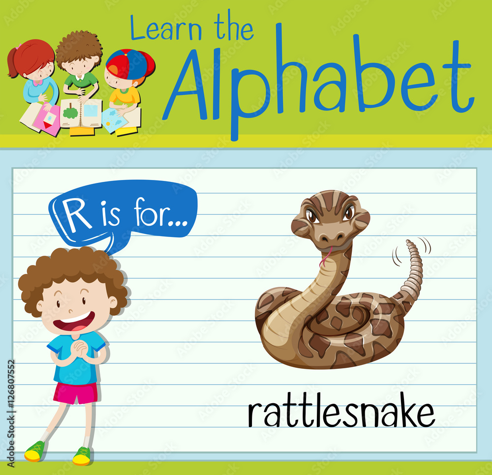 Flashcard letter r is for rattle snake