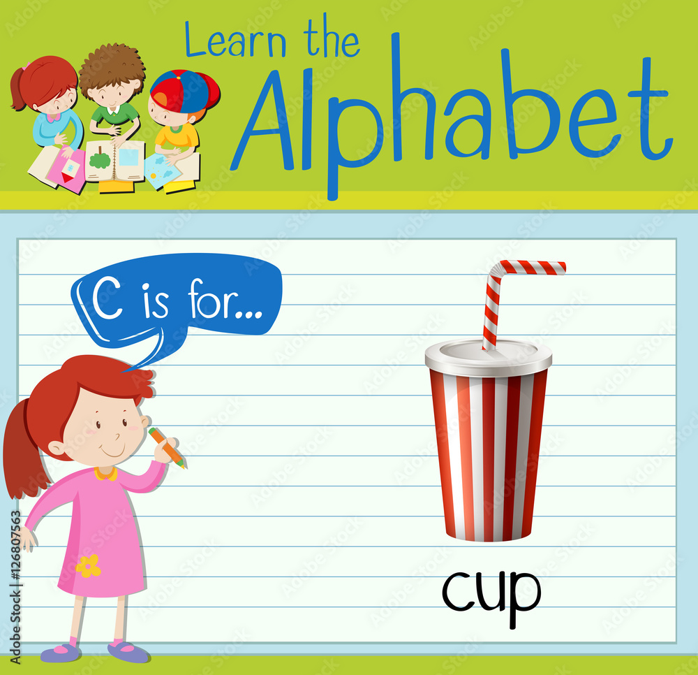 Flashcard letter C is for cup