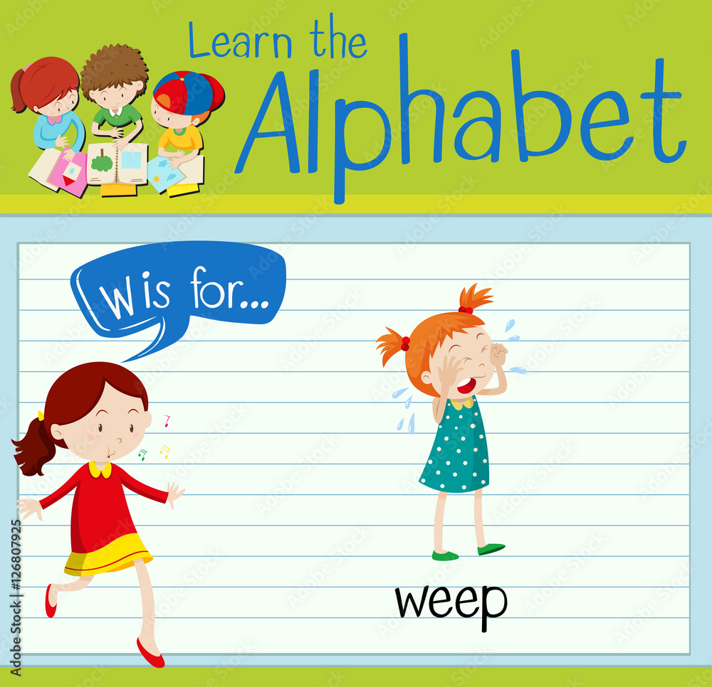 Flashcard letter W is for weep