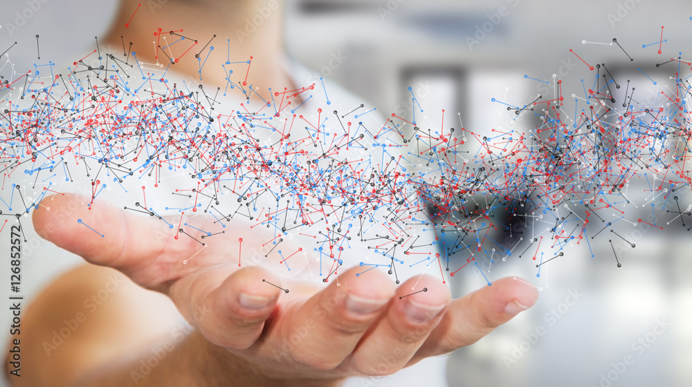 Man holding DNA structure in his hand