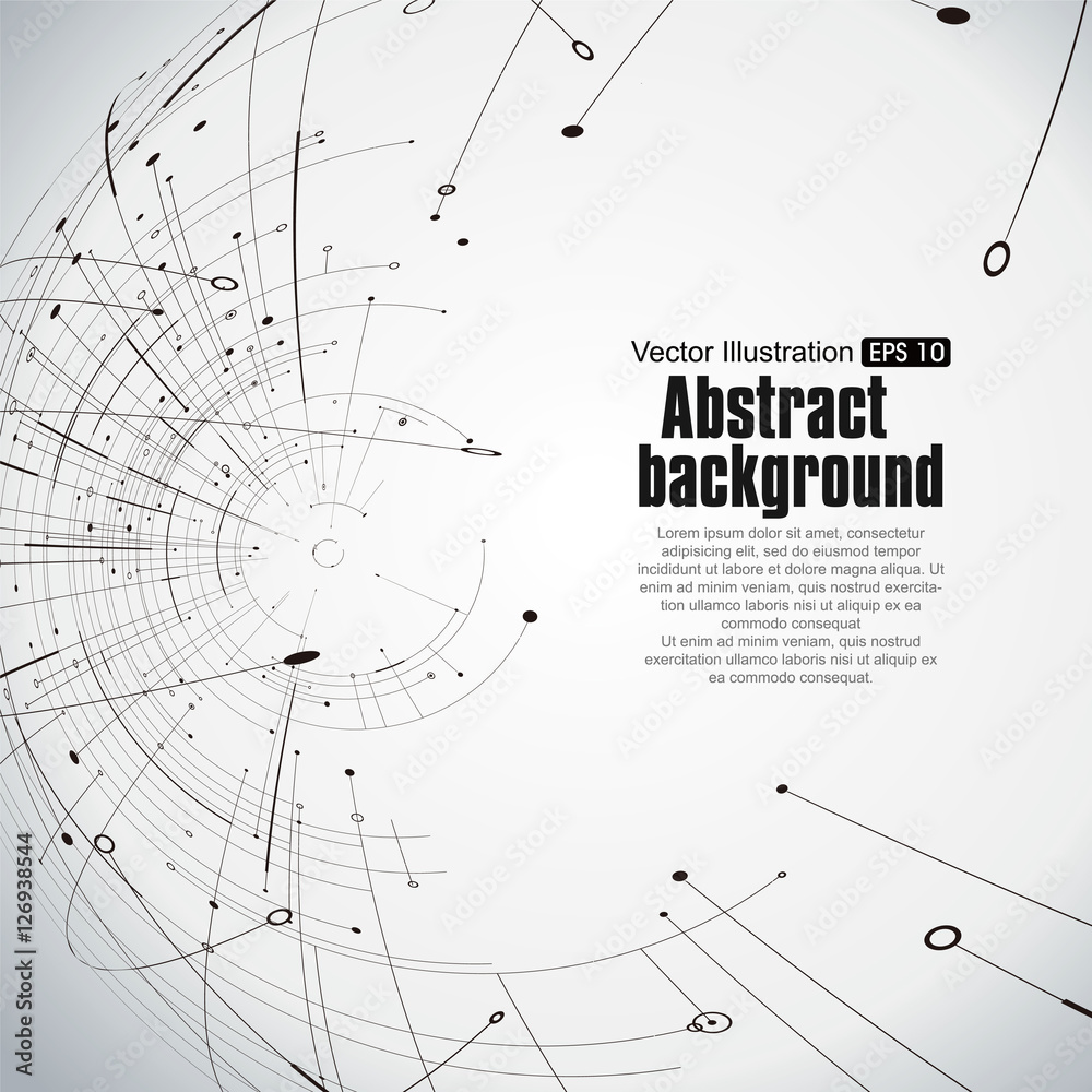 点和曲线构建了球体线框，技术感抽象插图。