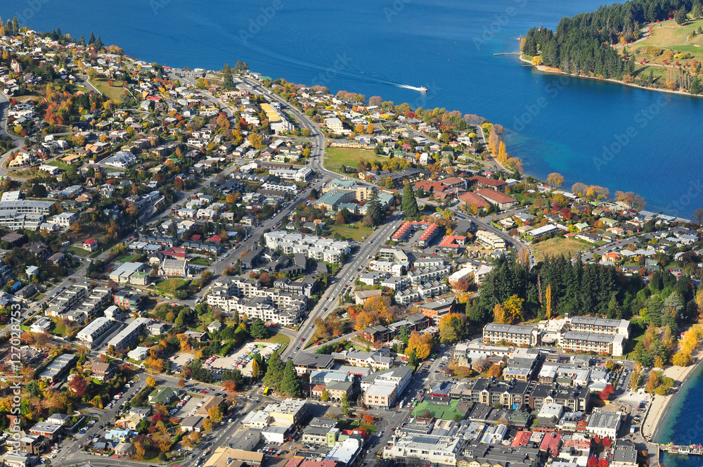 Aerial view of Queenstown, New Zealand