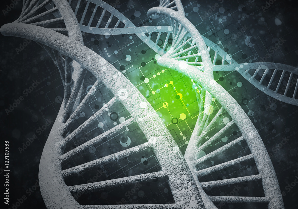 DNA molecules background, 3D rendering