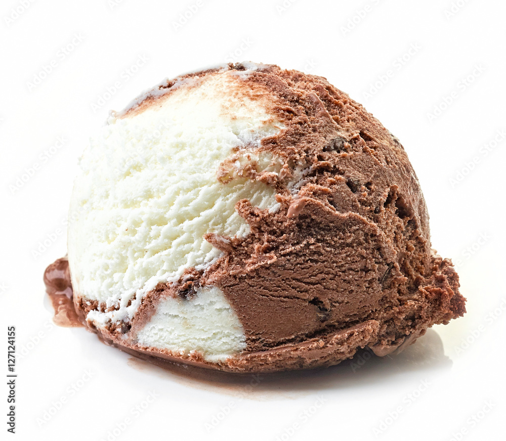 vanilla and chocolate ice cream ball