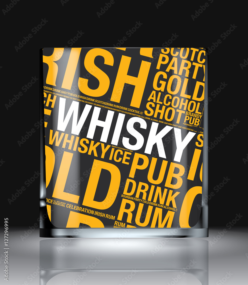 Glass of whisky word cloud concept vector illustration