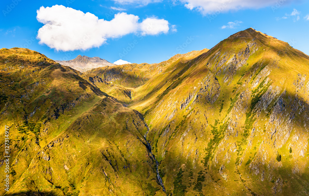 Mountains near St. Gotthard Pass in Swiss Alps