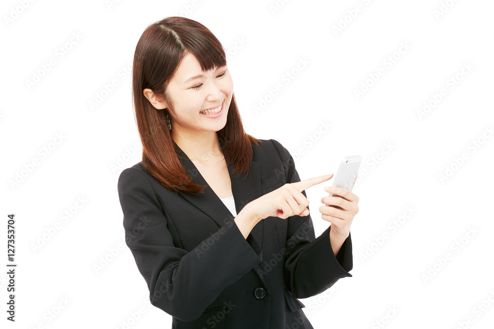 女性　ビジネス　スマートフォン