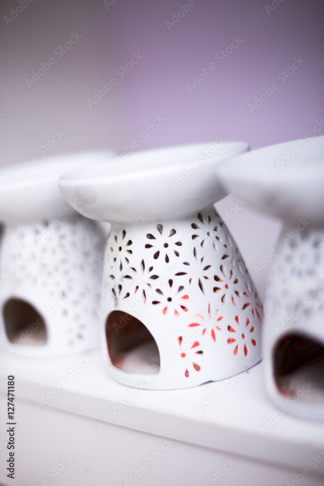 elegant ceramic ware in yoga room