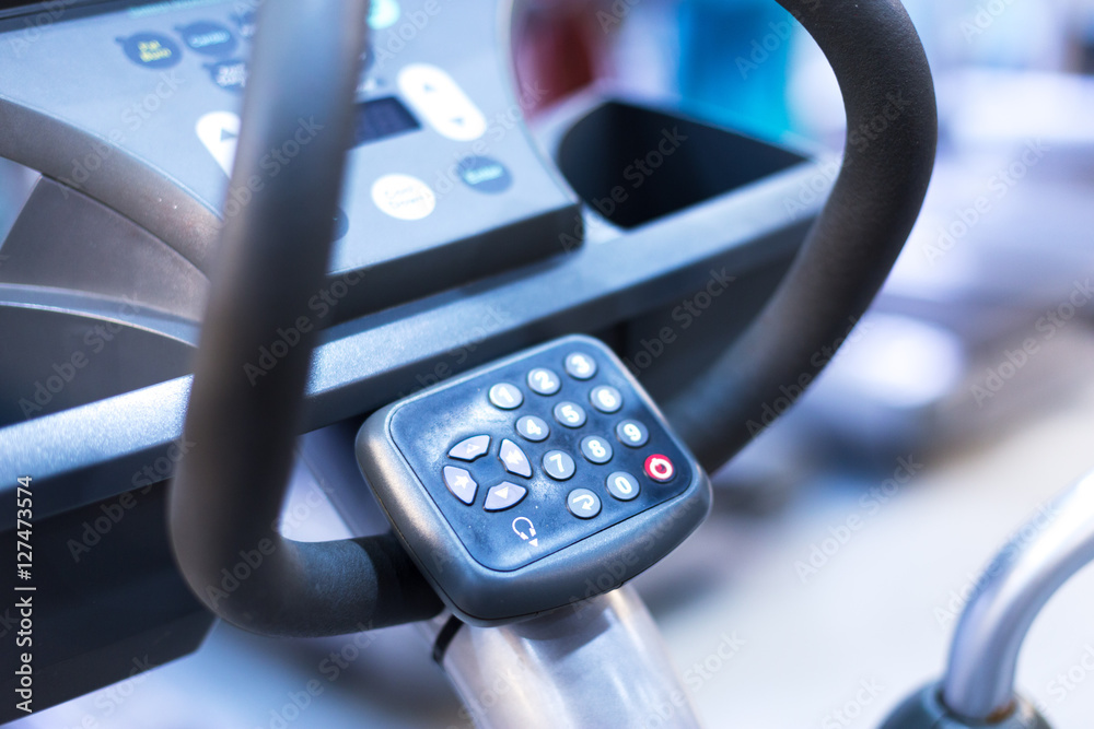 pannel of equipment in modern gym