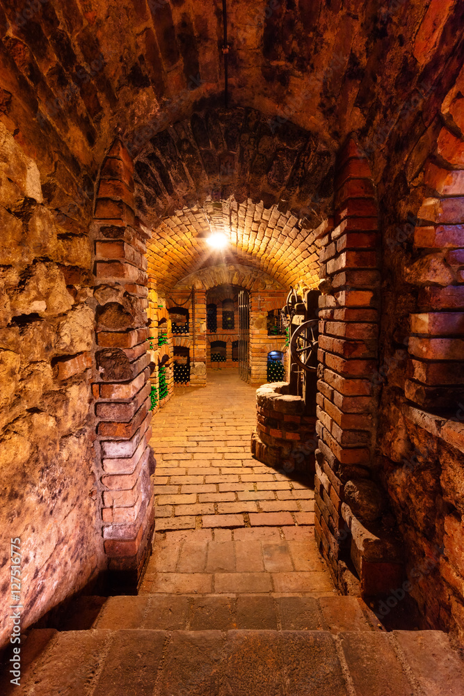 Small wine cellar with bottles