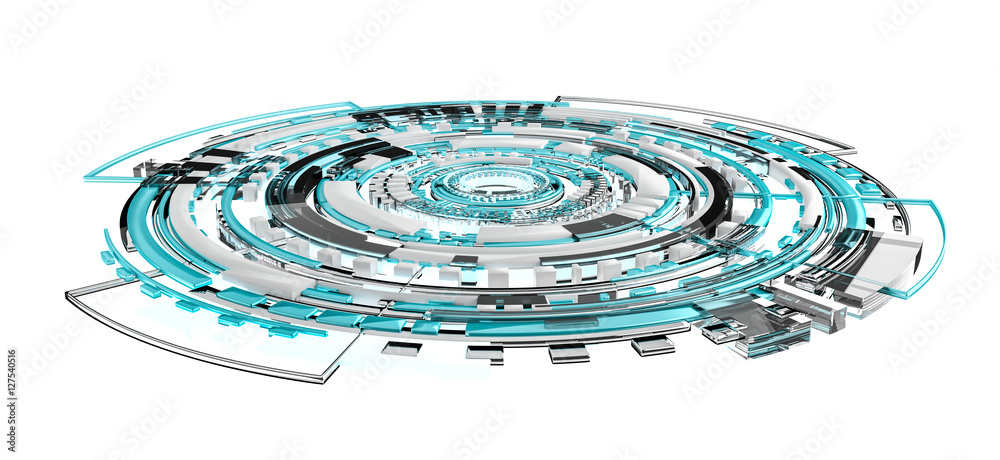 3D渲染数字科技蓝色界面